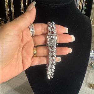 14K WGP Cuban Bracelet in Stainless Steel Uniso